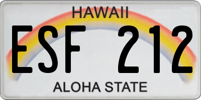 HI license plate ESF212