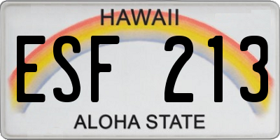 HI license plate ESF213