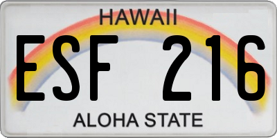 HI license plate ESF216
