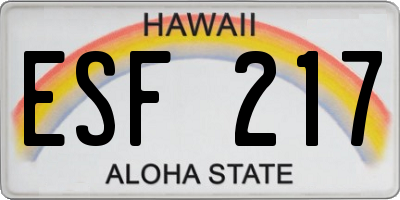 HI license plate ESF217