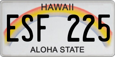 HI license plate ESF225