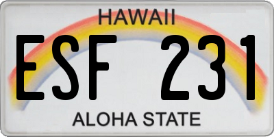 HI license plate ESF231