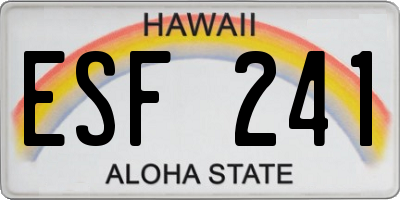 HI license plate ESF241