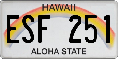 HI license plate ESF251