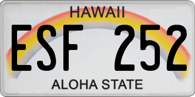 HI license plate ESF252