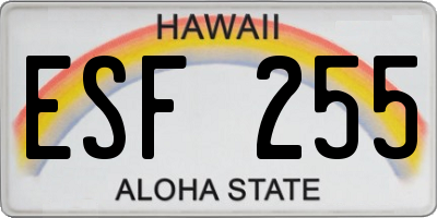HI license plate ESF255