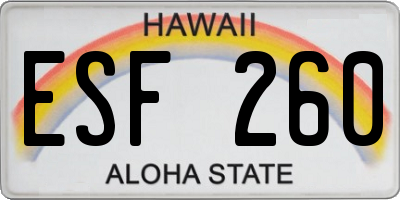HI license plate ESF260