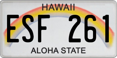 HI license plate ESF261