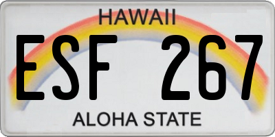 HI license plate ESF267