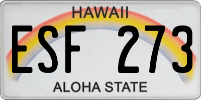 HI license plate ESF273