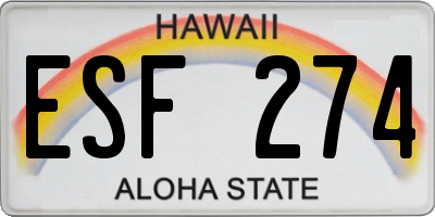 HI license plate ESF274