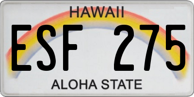 HI license plate ESF275
