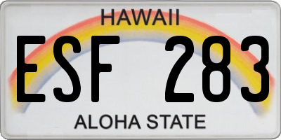 HI license plate ESF283