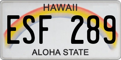 HI license plate ESF289