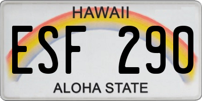 HI license plate ESF290