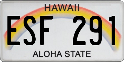 HI license plate ESF291