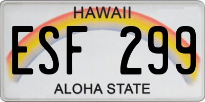 HI license plate ESF299