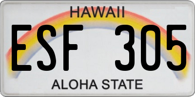 HI license plate ESF305