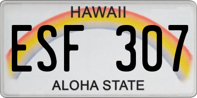 HI license plate ESF307