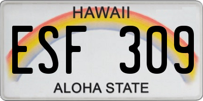 HI license plate ESF309