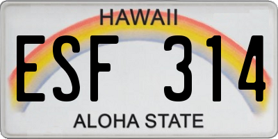 HI license plate ESF314
