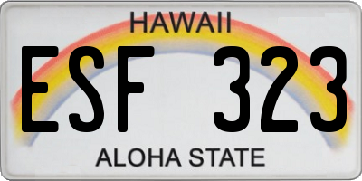 HI license plate ESF323