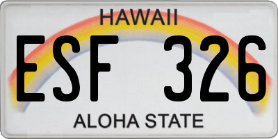 HI license plate ESF326