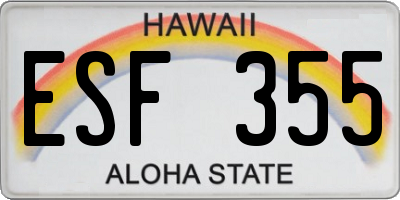 HI license plate ESF355