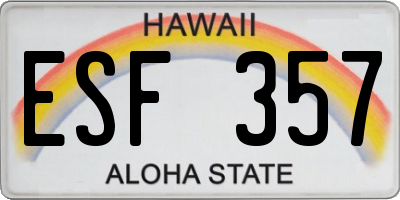 HI license plate ESF357