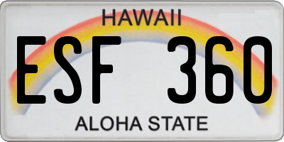 HI license plate ESF360