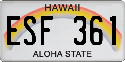 HI license plate ESF361