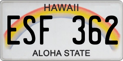 HI license plate ESF362
