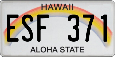 HI license plate ESF371