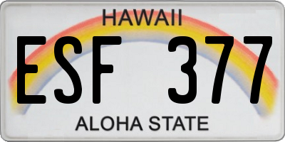 HI license plate ESF377
