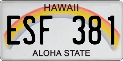 HI license plate ESF381