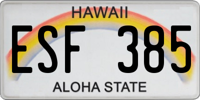HI license plate ESF385