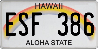 HI license plate ESF386
