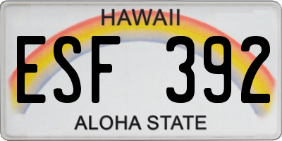 HI license plate ESF392
