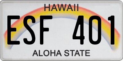 HI license plate ESF401