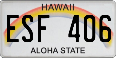 HI license plate ESF406