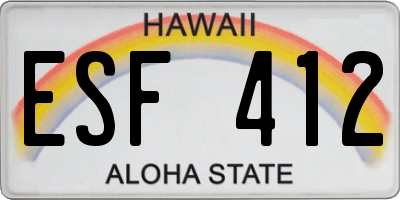 HI license plate ESF412