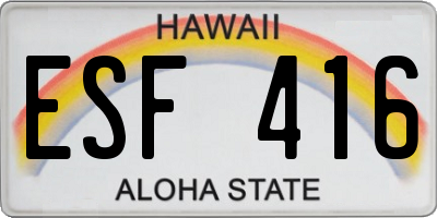 HI license plate ESF416