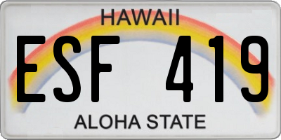 HI license plate ESF419