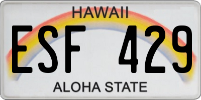 HI license plate ESF429