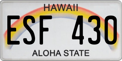 HI license plate ESF430