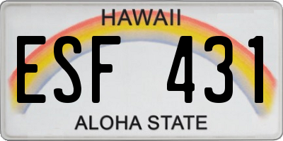 HI license plate ESF431