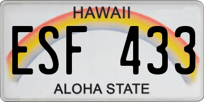 HI license plate ESF433