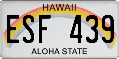 HI license plate ESF439