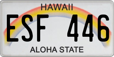 HI license plate ESF446
