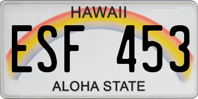HI license plate ESF453